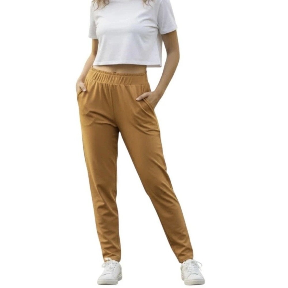 Lululemon Jogger Pants Womens 10 Yellow Relaxed Tapered Elastic Waist Pockets